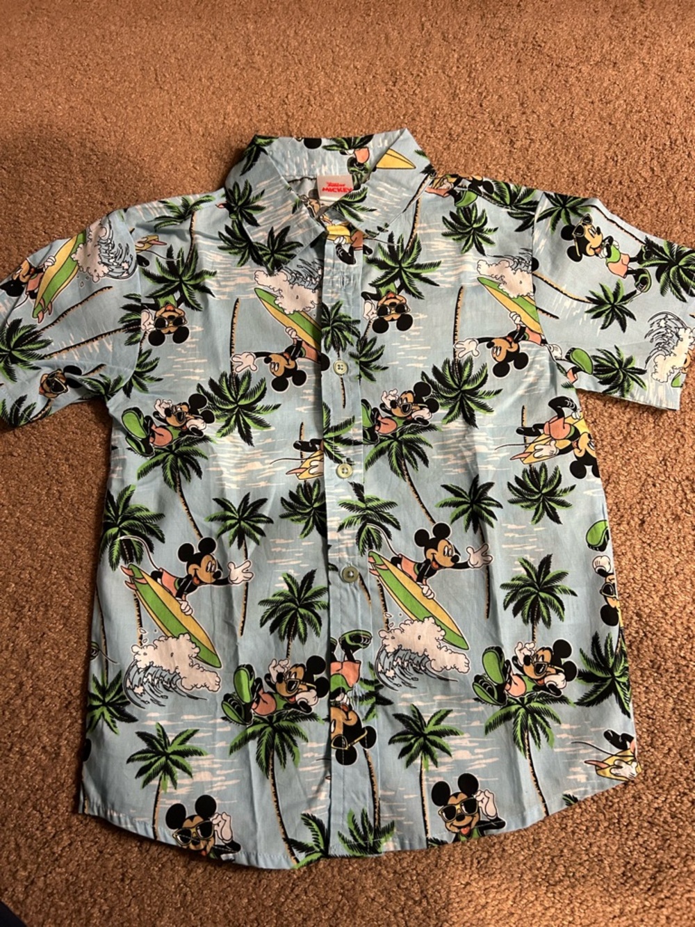 Disney Light Blue Mickey Surf Button-Down Shirt